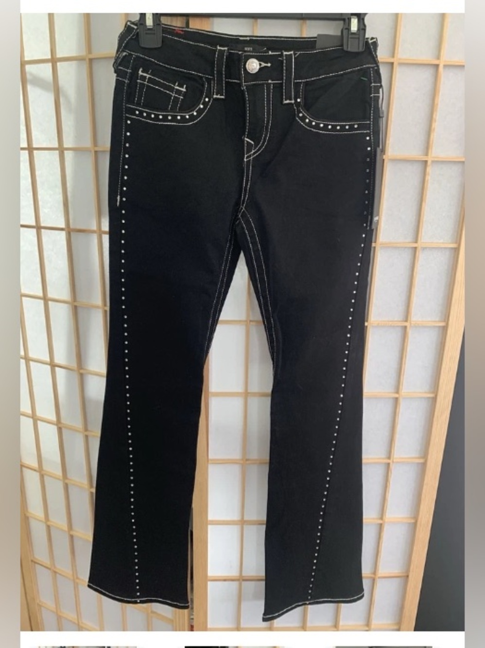 NWT True Religion Joey Black Stud-Trim Women's Jeans Size 12